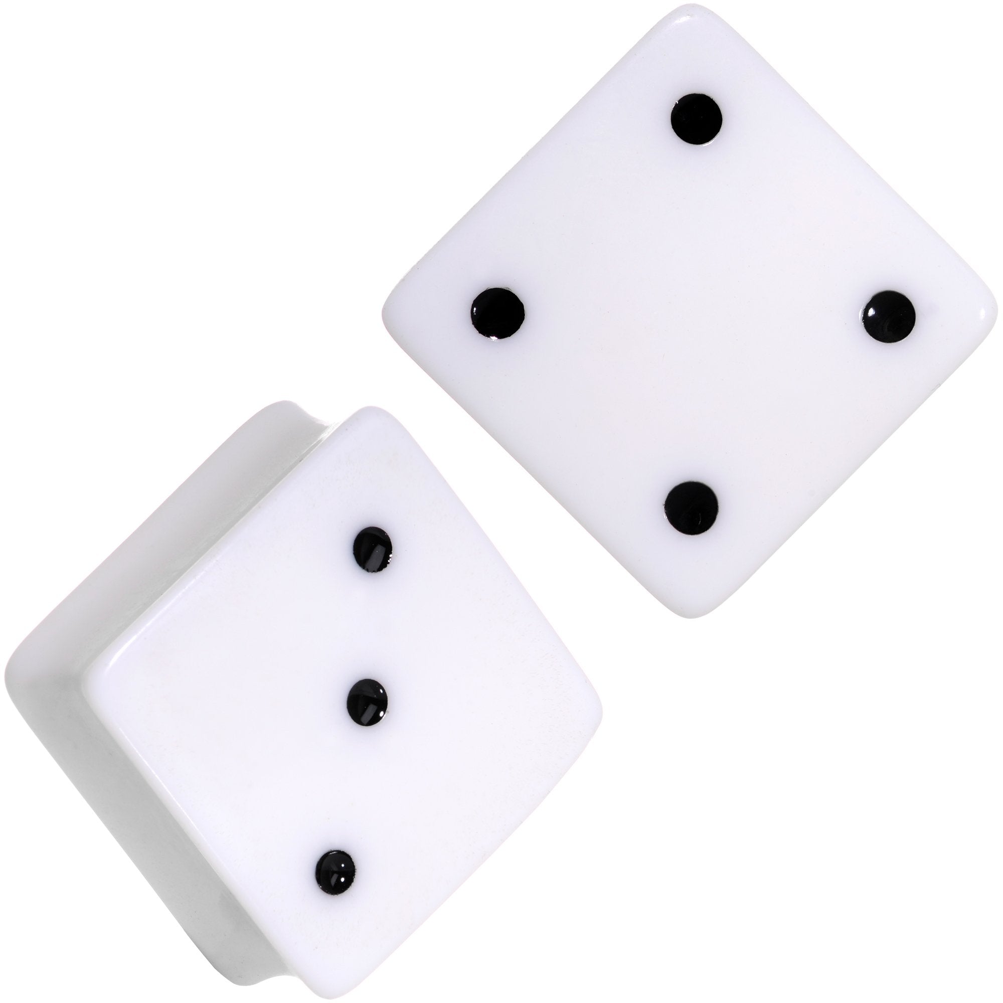 BodyCandy White Acrylic Square Shaped Lucky 7 Dice Saddle Plug Set 22mm to 32mm — back view