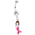 BodyCandy Clear Gem Pink Fin Mermaid Dangle Belly Ring — main product shot
