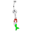 BodyCandy Clear Gem Green Fin Mermaid Dangle Belly Ring — main product shot