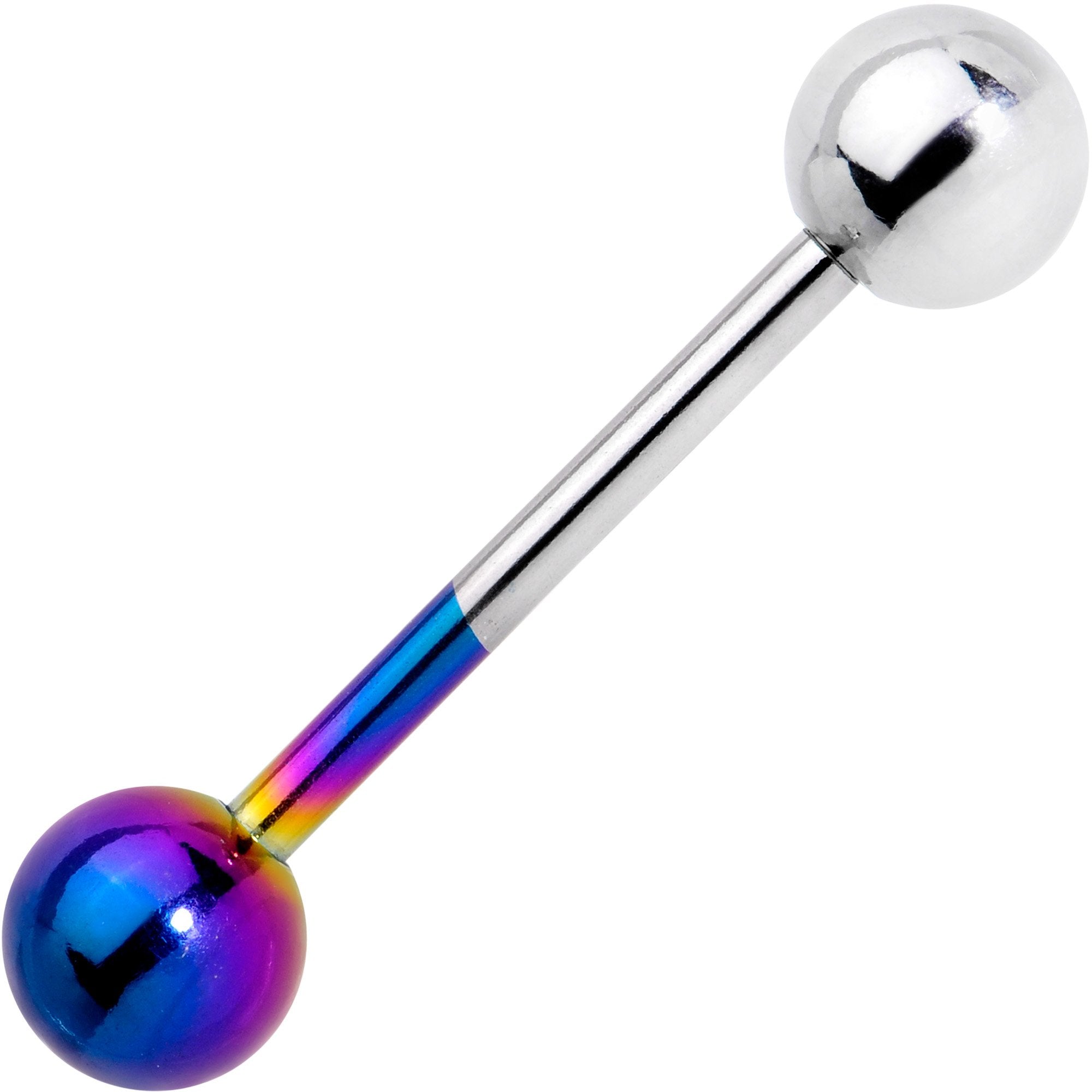 BodyCandy Rainbow and Steel Two Tone Tongue Ring — main product shot
