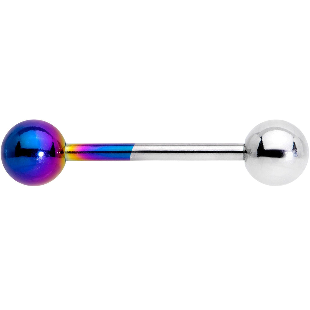 BodyCandy Rainbow and Steel Two Tone Tongue Ring — detail and construction