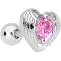 BodyCandy Pink CZ Gem Hugged Heart Cartilage Tragus Earring — main product shot