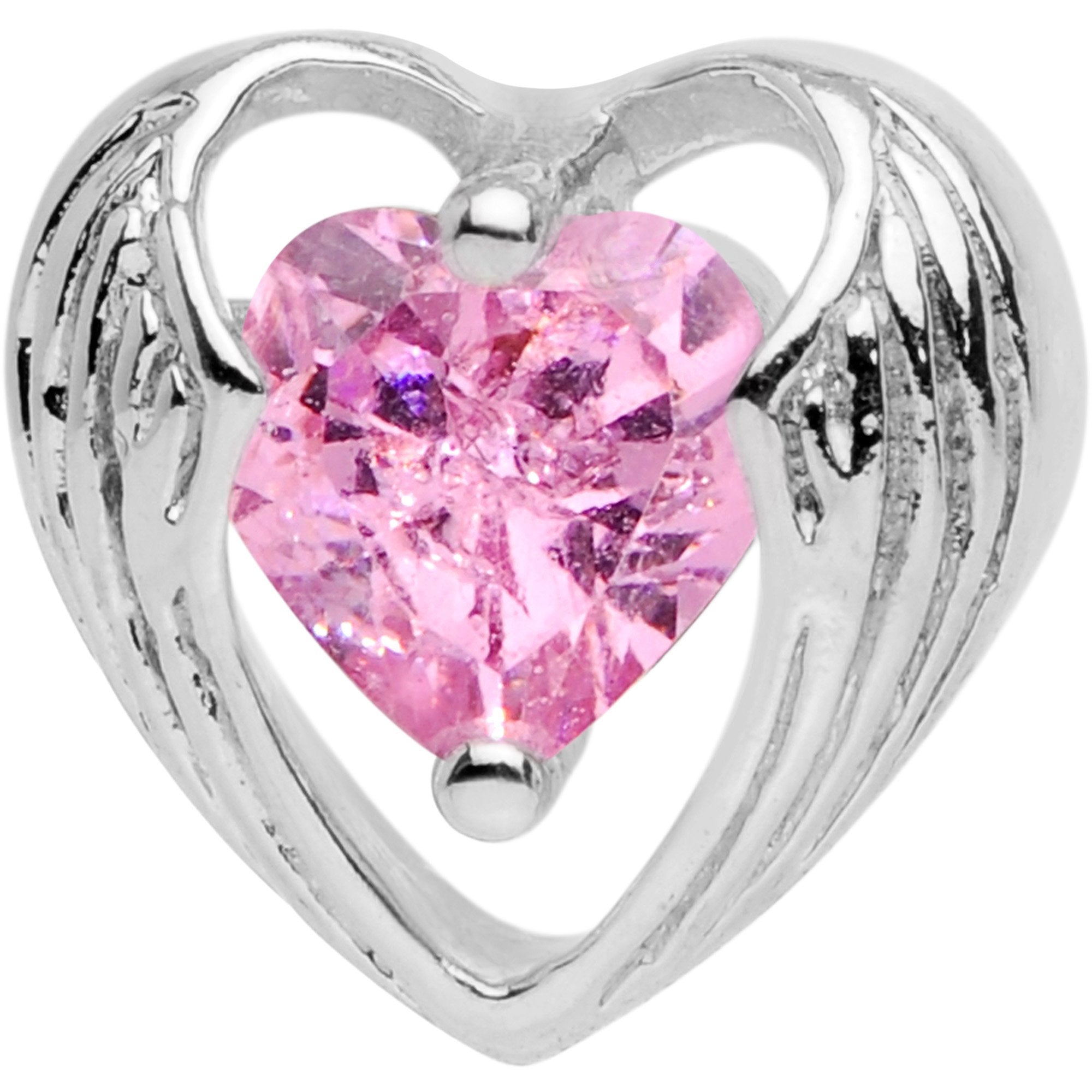 BodyCandy Pink CZ Gem Hugged Heart Cartilage Tragus Earring — detail and construction