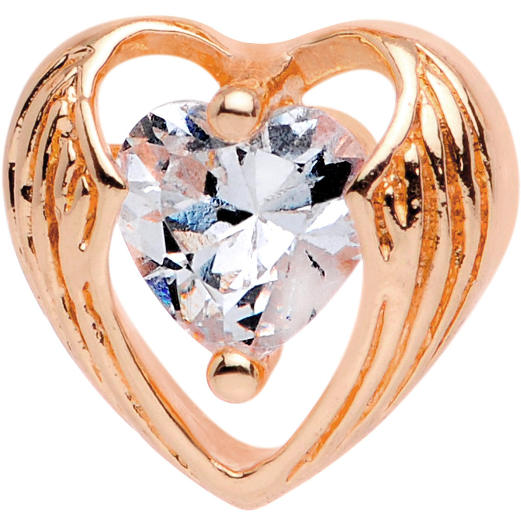 BodyCandy Clear CZ Gem Rose Gold Plated Hugged Heart Cartilage Tragus Earring — detail and construction