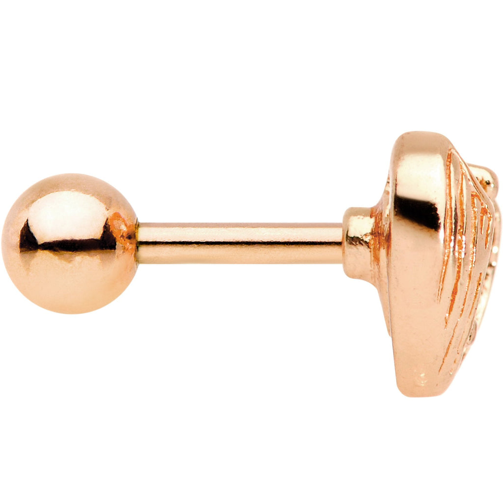 BodyCandy Clear CZ Gem Rose Gold Plated Hugged Heart Cartilage Tragus Earring — lifestyle context