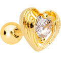 BodyCandy Clear CZ Gem Gold Plated Hugged Heart Cartilage Tragus Earring — main product shot