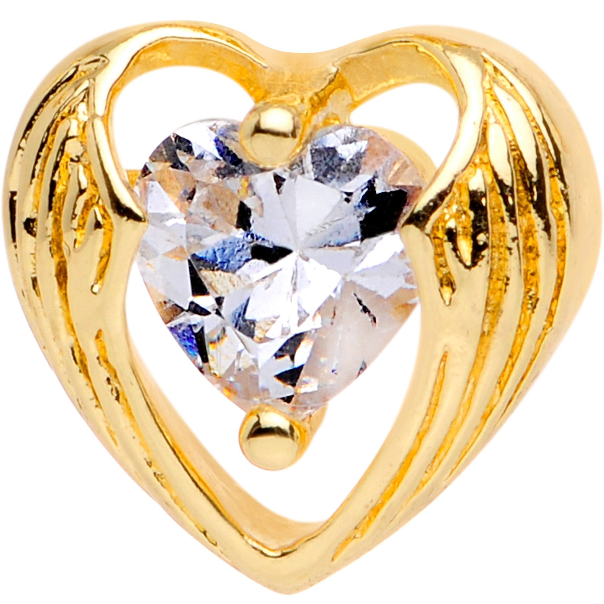 BodyCandy Clear CZ Gem Gold Plated Hugged Heart Cartilage Tragus Earring — detail and construction