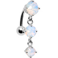 BodyCandy White Faux Opal Trio Tier Top Mount Dangle Belly Ring — main product shot