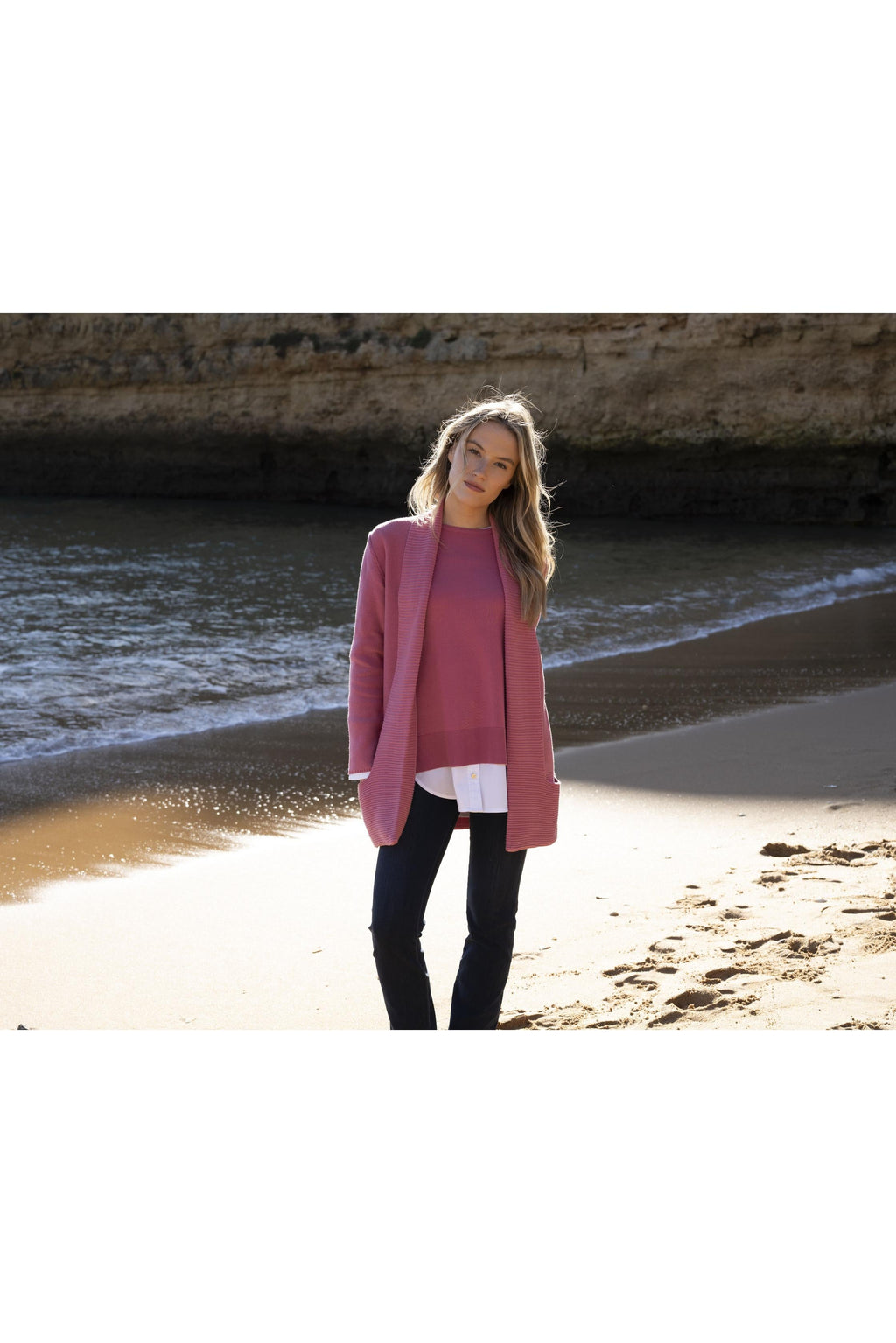 KADOU BOUTIQUE Multi-Knit Cardigan — main product shot