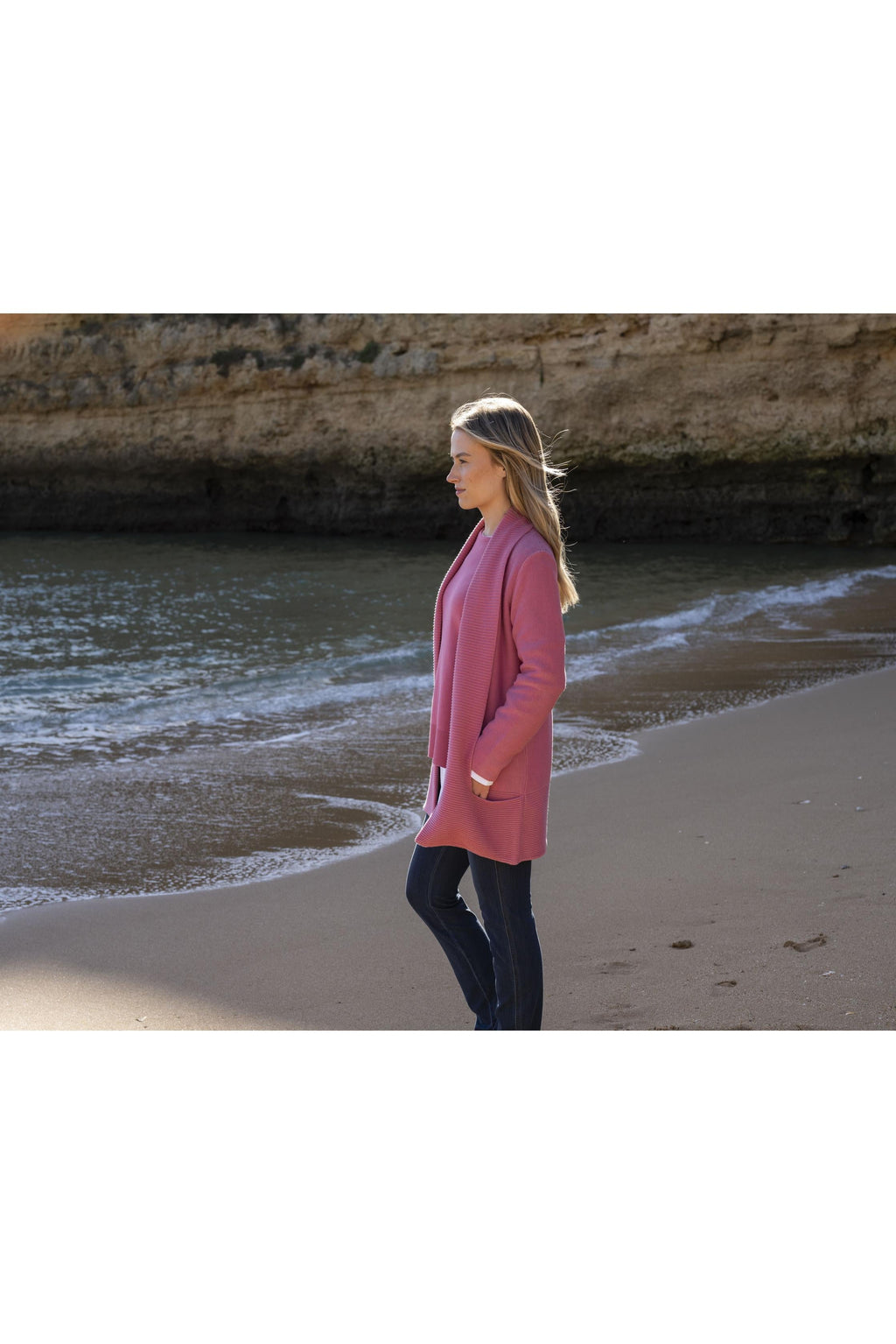 KADOU BOUTIQUE Multi-Knit Cardigan — detail close-up