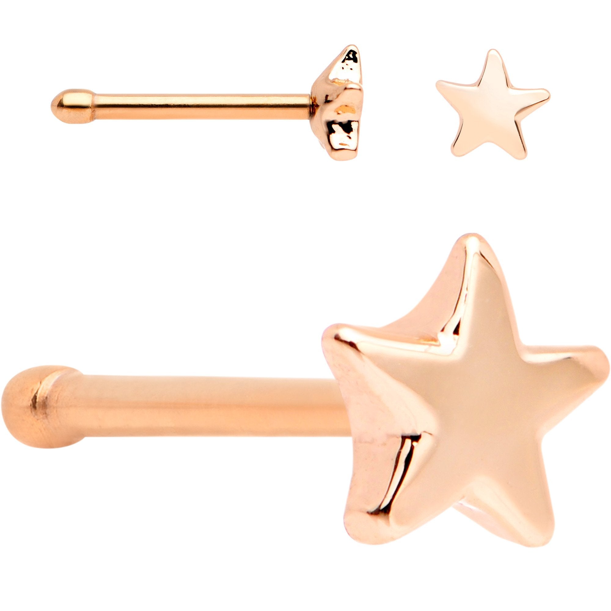 BodyCandy White Faux Opal Rose Gold PVD Out of This World Nose Bone 6 Pack Set — detail and construction