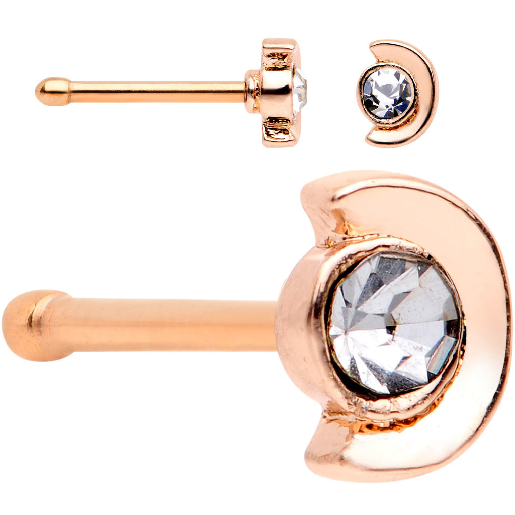 BodyCandy White Faux Opal Rose Gold PVD Out of This World Nose Bone 6 Pack Set — alternate view