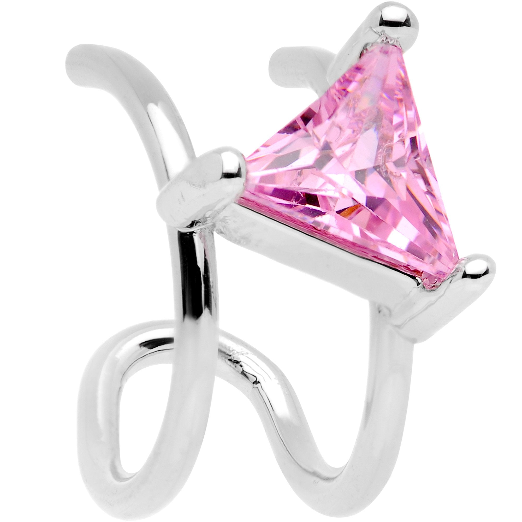 BodyCandy Pink CZ Gem Triangle Bling Non Pierced Ear Cuff — detail and construction