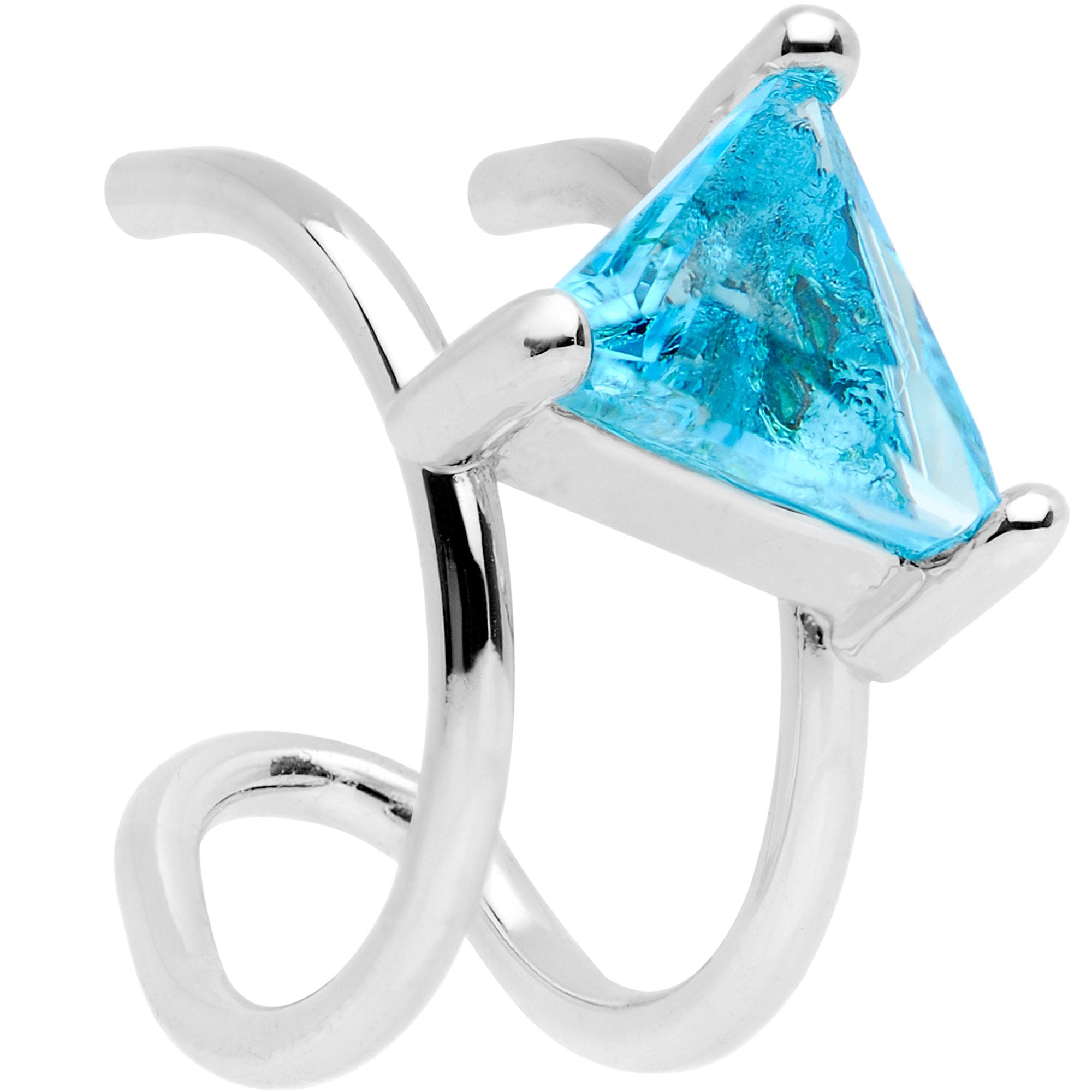 BodyCandy Aqua CZ Gem Triangle Bling Non Pierced Ear Cuff — main product shot
