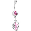 BodyCandy Pink CZ Gem Twisted Heart Splash Dangle Belly Ring — main product shot