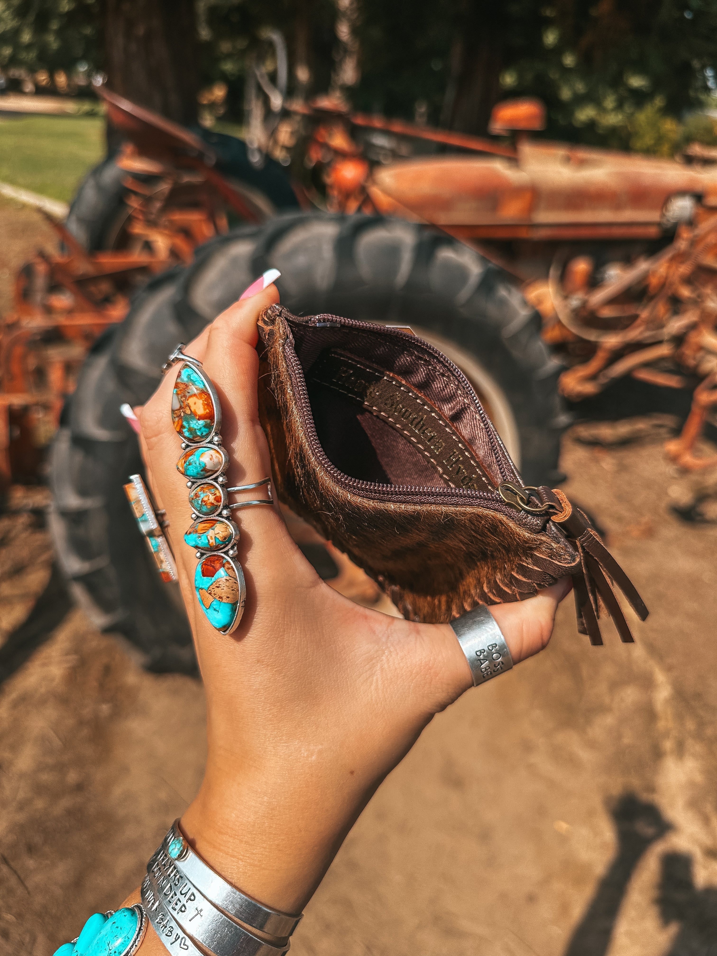 Haute Southern Hyde The Hazy Ryder Card Holder (Brown Leather) a Haute Southern Hyde by Beth Marie Exclusive — detail close-u