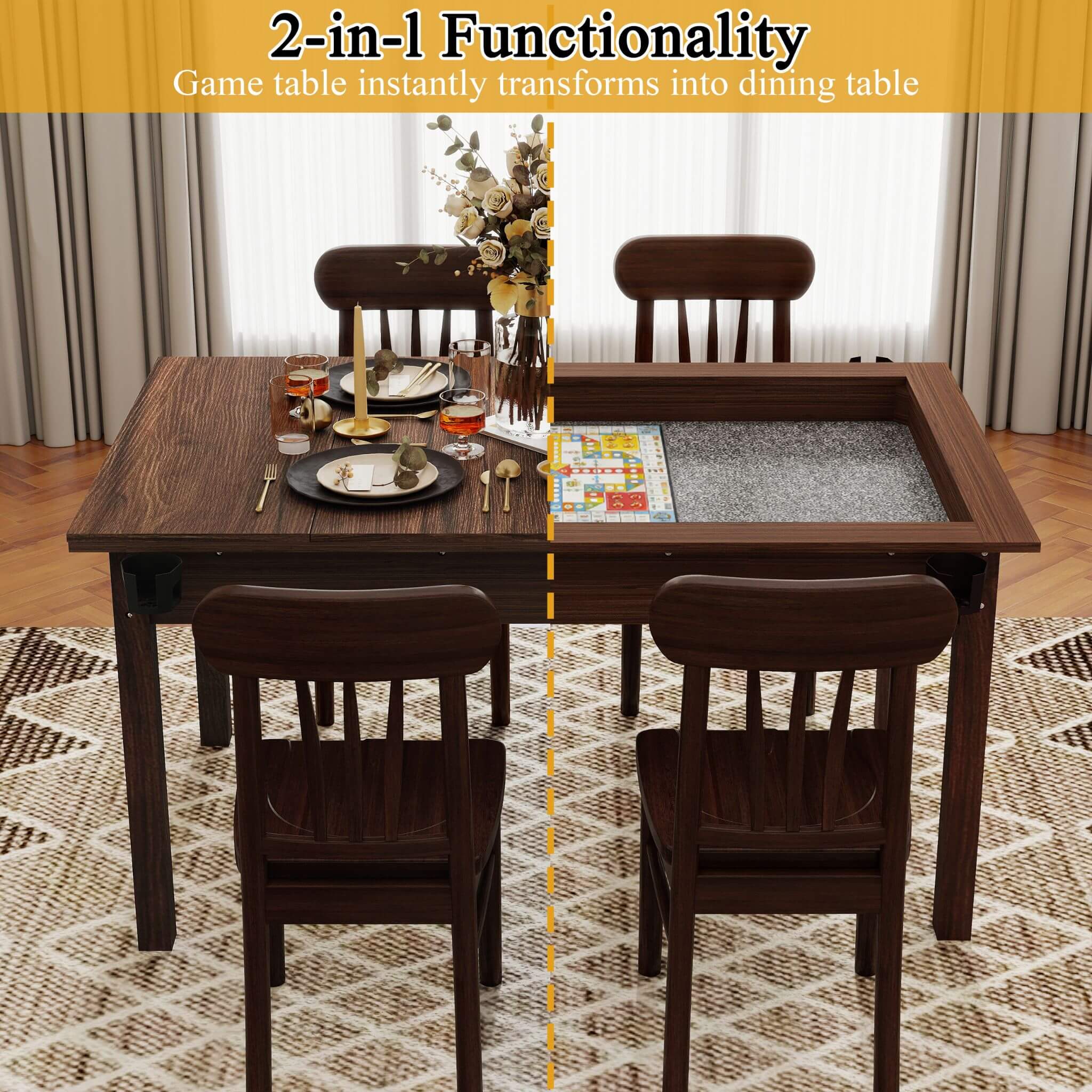 [63X40-Inch] Premium 2-In-1 Multifunctional Board Game Table For 4–6 Players (SAK84513) – SAKSBY WHOLESALE, view 5