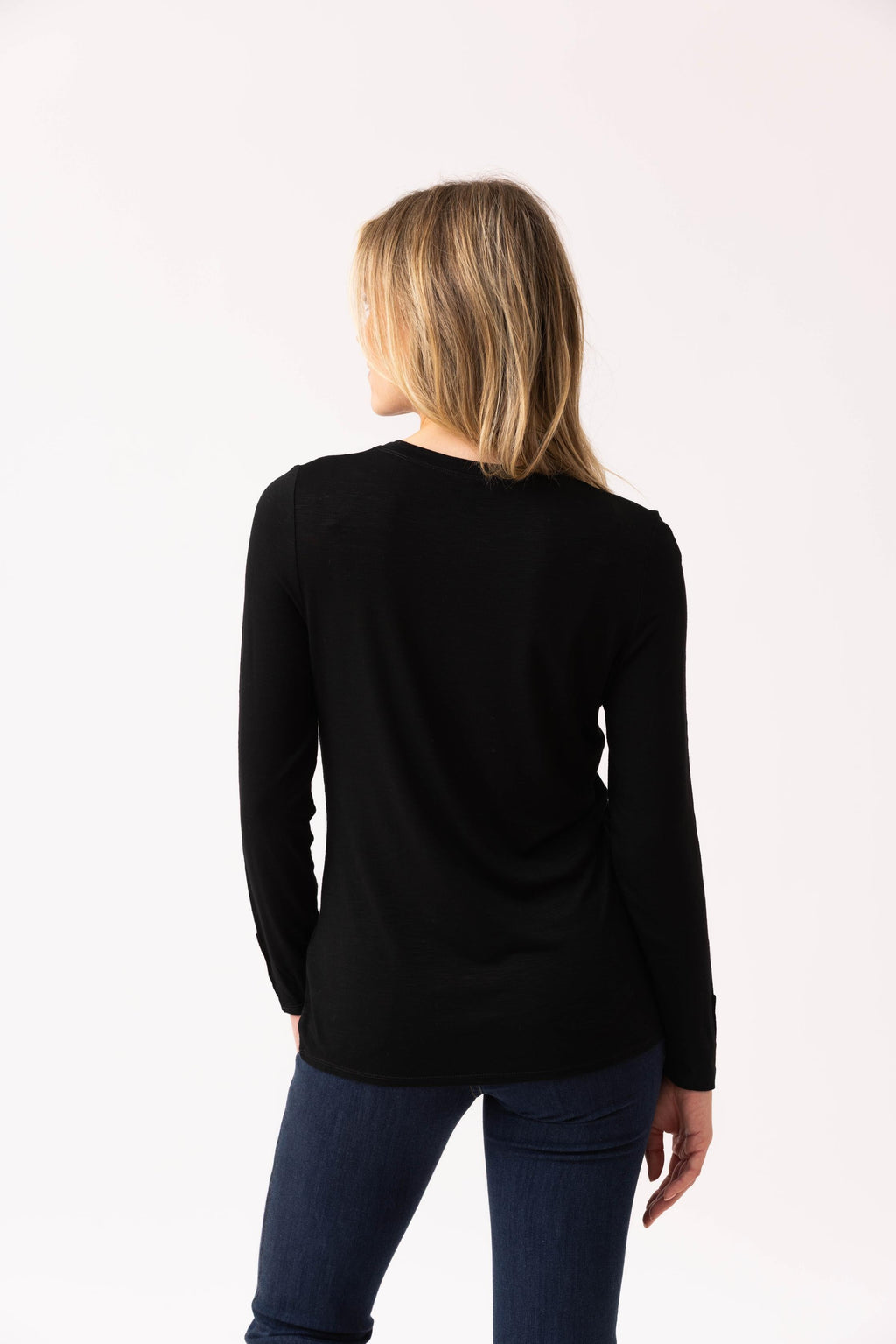 KADOU BOUTIQUE Button Cuff Long Sleeve Top — lifestyle context