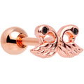 BodyCandy Rose Gold Plated Ruffled Feather Dual Swans Tragus Cartilage Earring — main product shot
