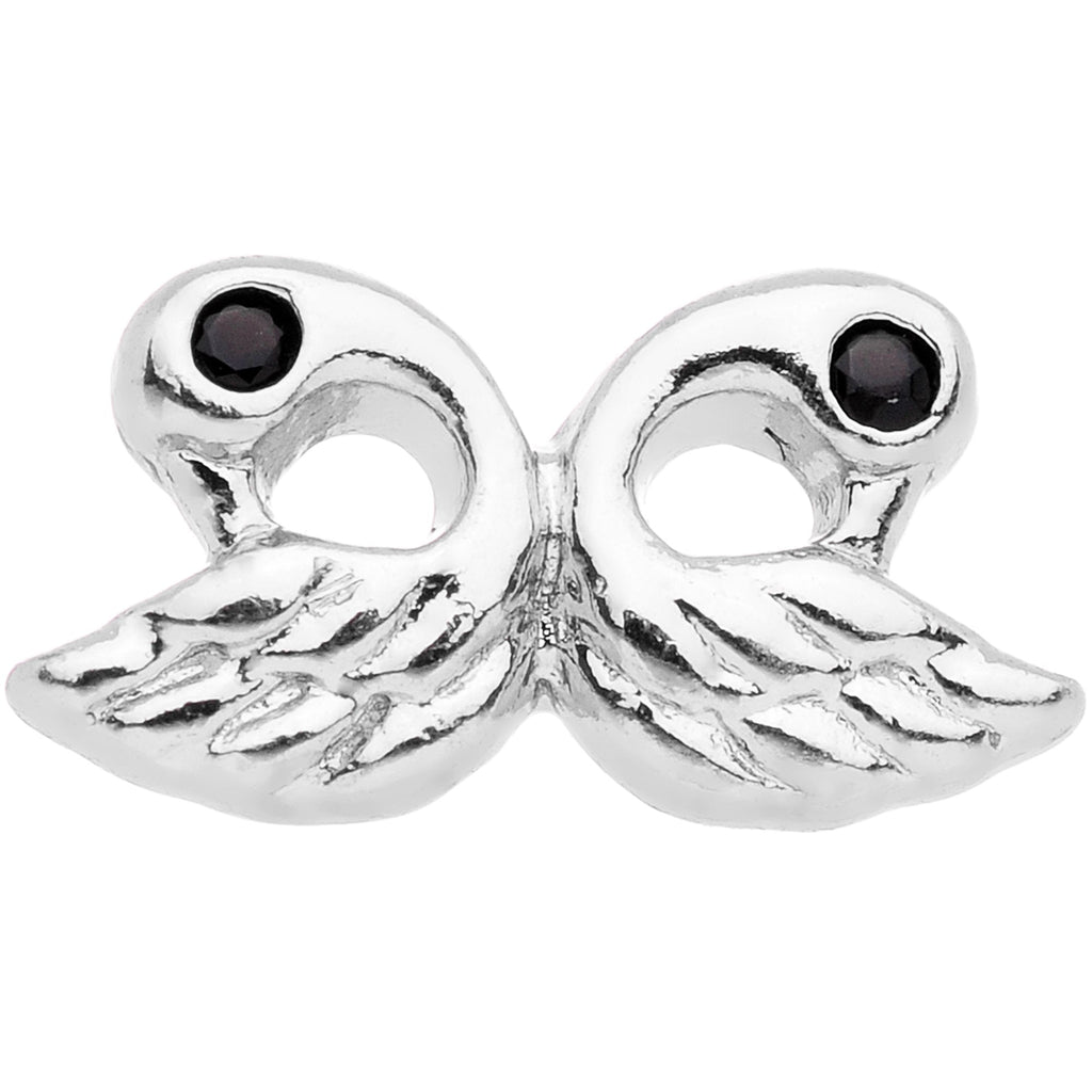 BodyCandy Ruffled Feather Dual Swans Cartilage Tragus Earring — detail and construction