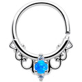 BodyCandy 16G 3/8 Blue Synthetic Opal Filigree Seamless Circular Ring — main product shot