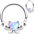 BodyCandy 16G 5/16 White Synthetic Opal Bold Heart Seamless Circular Ring — main product shot