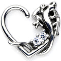 BodyCandy 16G 3/8 Clear CZ Gem Lovely Lizard Left Heart Closure Ring — main product shot
