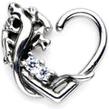 BodyCandy 16G 3/8 Clear CZ Gem Lovely Lizard Right Heart Closure Ring — main product shot