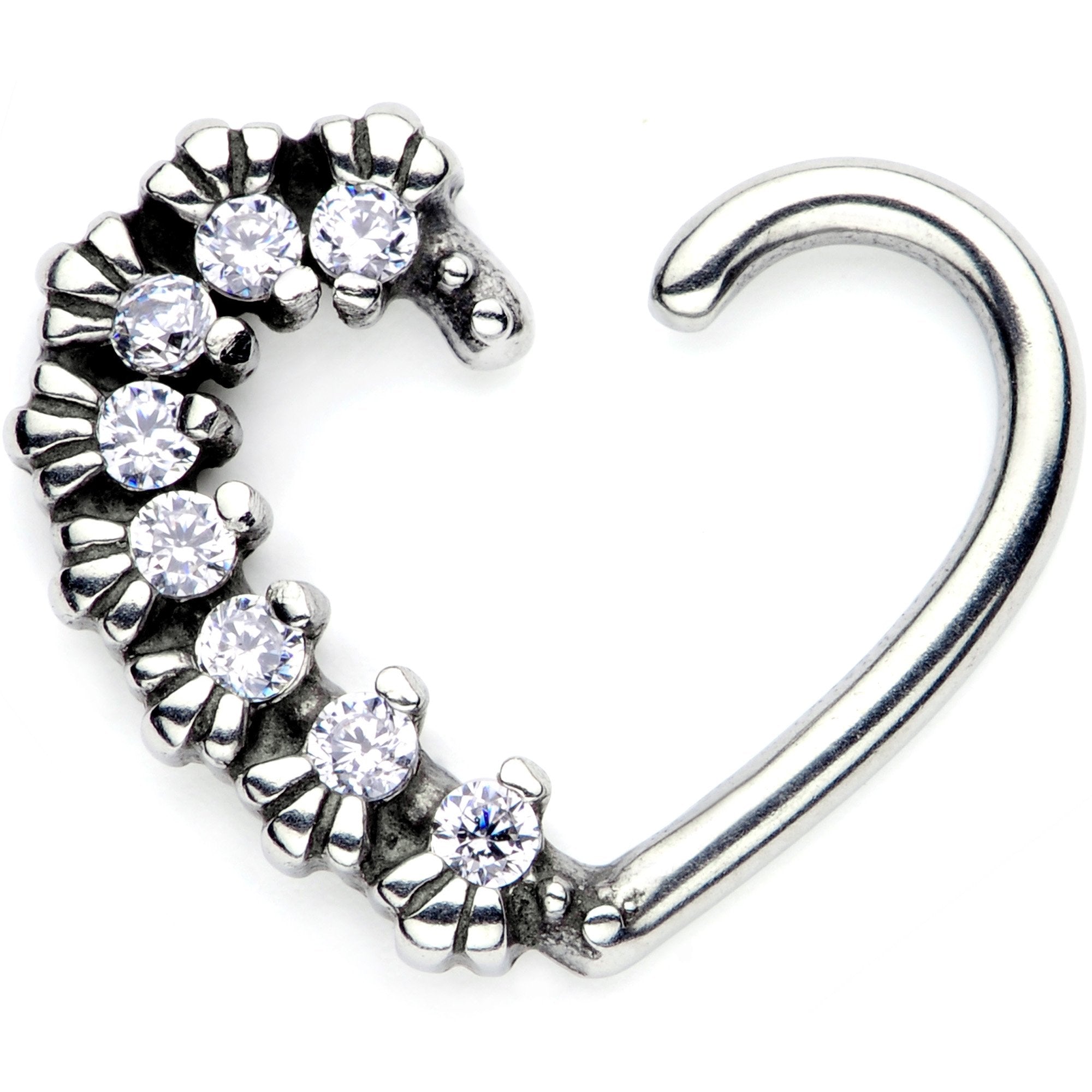 BodyCandy 16G 3/8 Clear CZ Gem Octet Right Heart Closure Ring — main product shot