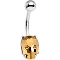BodyCandy Champagne Gem Sugar Skull Mask Belly Ring — main product shot