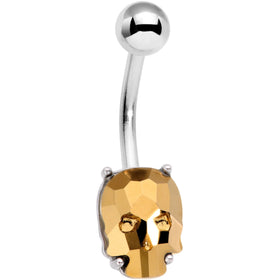 Champagne Gem Sugar Skull Mask Belly Ring