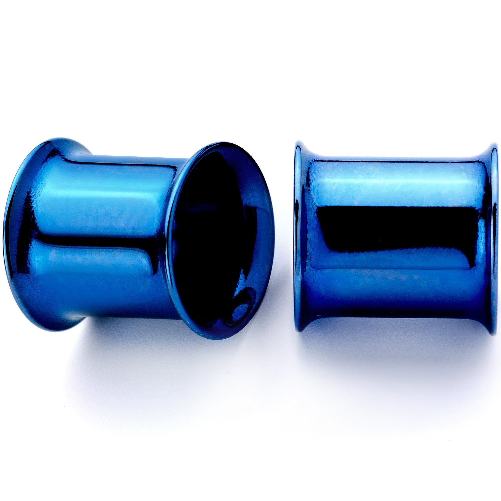 BodyCandy Blue Anodized Steel Double Flare Tunnel Plug Set 4mm to 16mm — main product shot