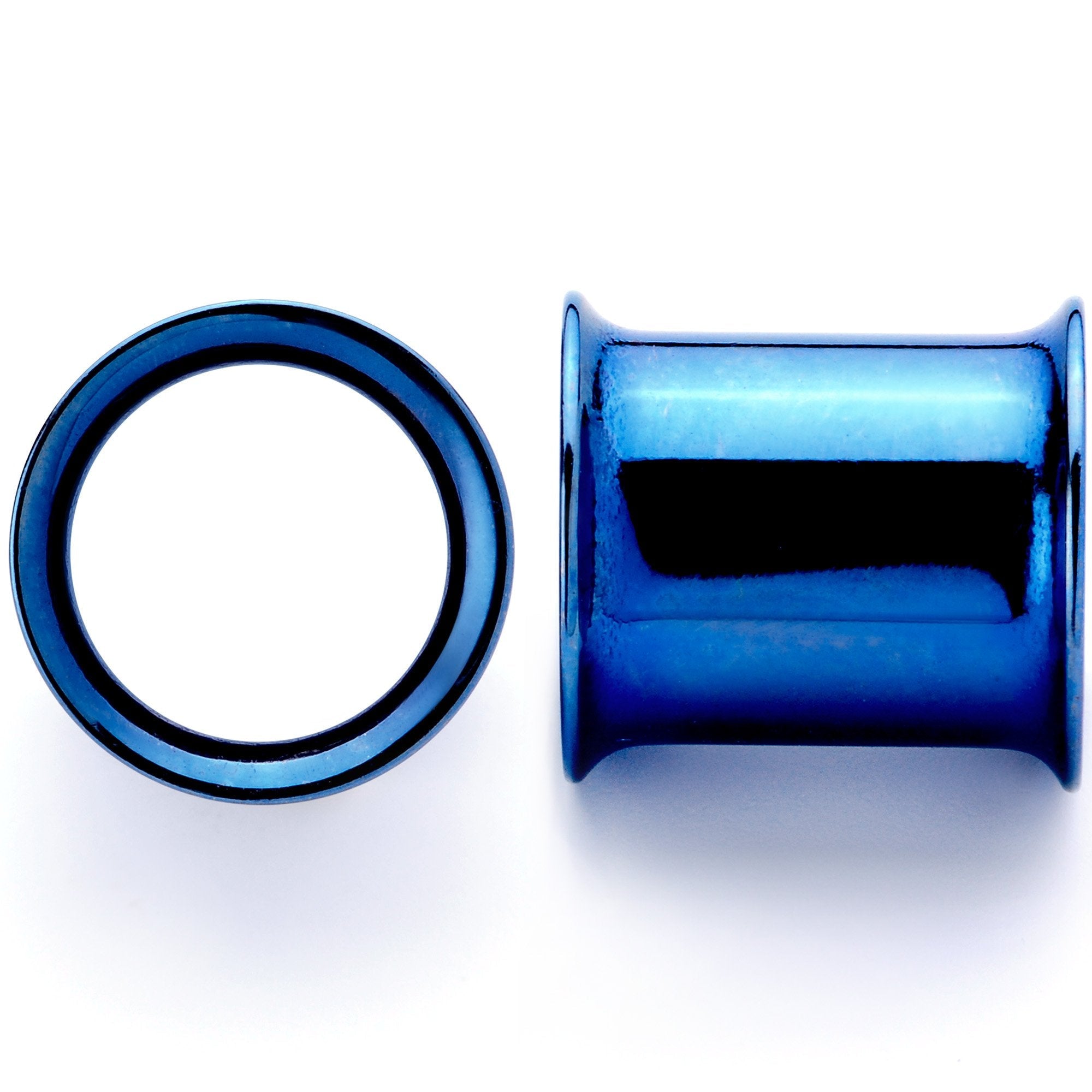 BodyCandy Blue Anodized Steel Double Flare Tunnel Plug Set 4mm to 16mm — lifestyle context