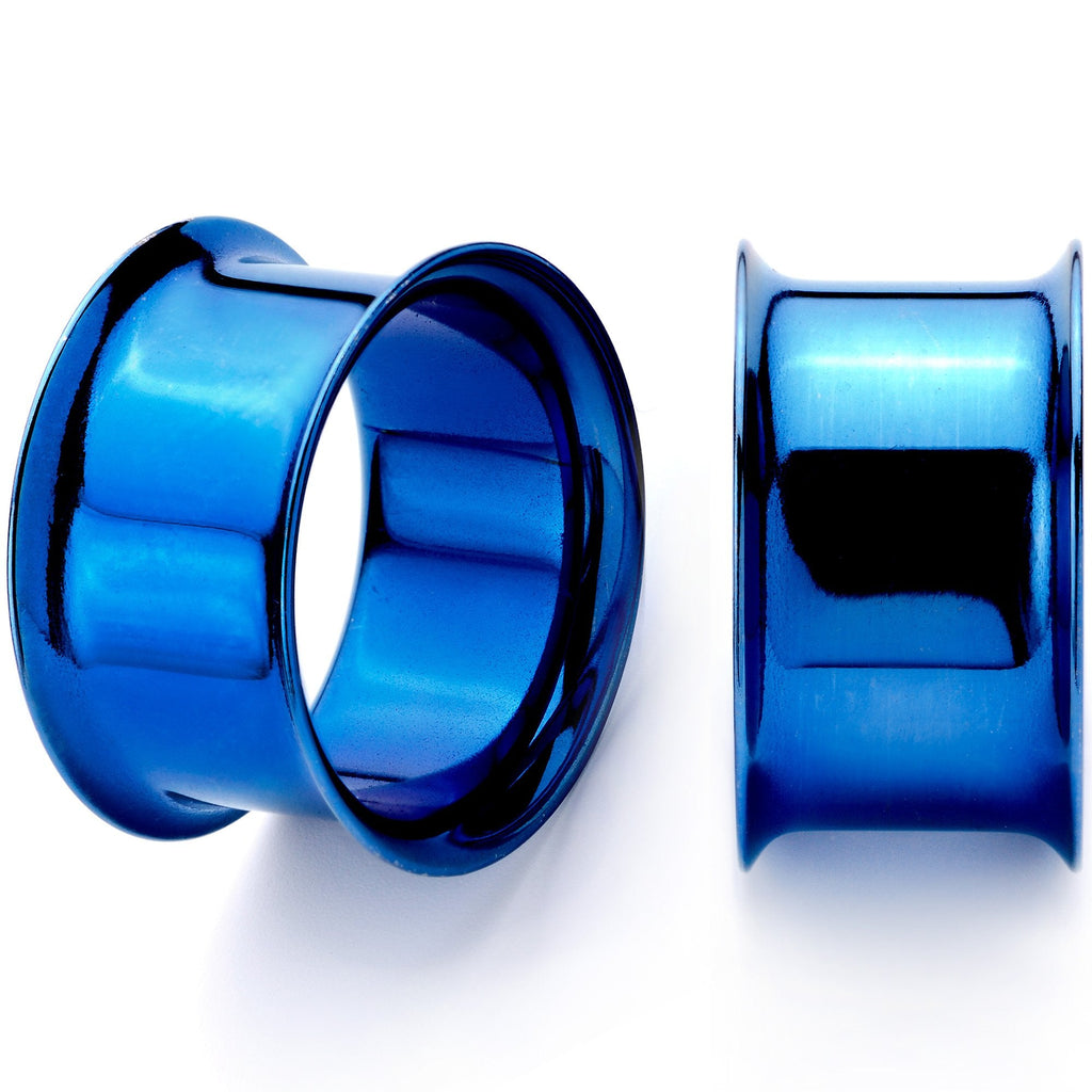 BodyCandy Blue Anodized Steel Double Flare Tunnel Plug Set 4mm to 16mm — fabric or material detail