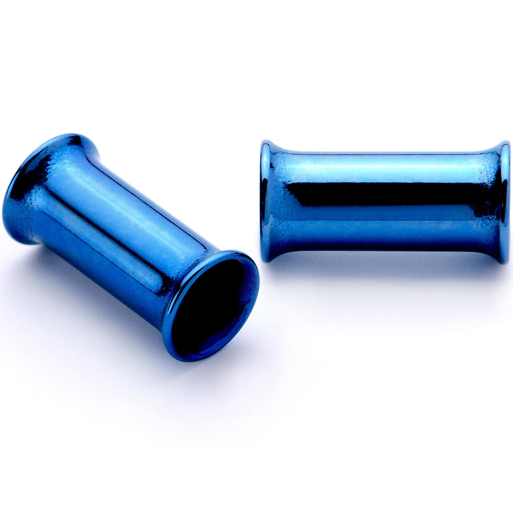 BodyCandy Blue Anodized Steel Double Flare Tunnel Plug Set 4mm to 16mm — alternative angle