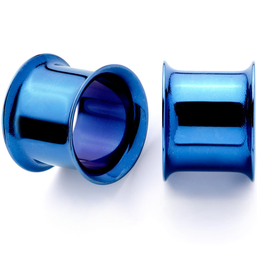 BodyCandy Blue Anodized Steel Double Flare Tunnel Plug Set 4mm to 16mm — color detail