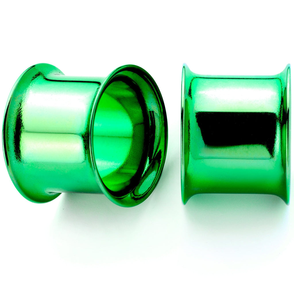 BodyCandy Green Anodized Steel Double Flare Tunnel Plug Set 4mm-16mm — color variant