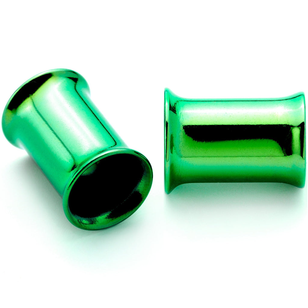 BodyCandy Green Anodized Steel Double Flare Tunnel Plug Set 4mm-16mm — texture detail