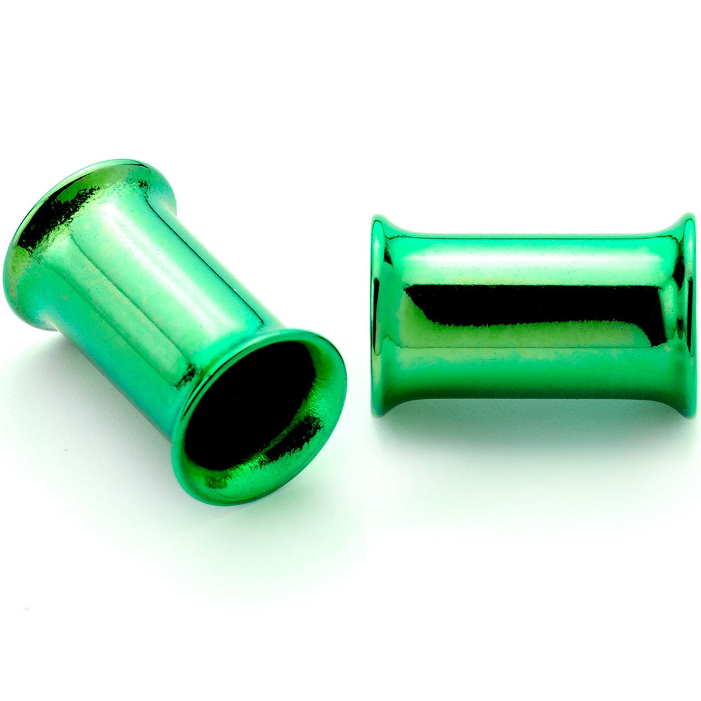 BodyCandy Green Anodized Steel Double Flare Tunnel Plug Set 4mm-16mm — in-use context