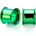 BodyCandy Green Anodized Steel Double Flare Tunnel Plug Set 4mm-16mm — detail and construction
