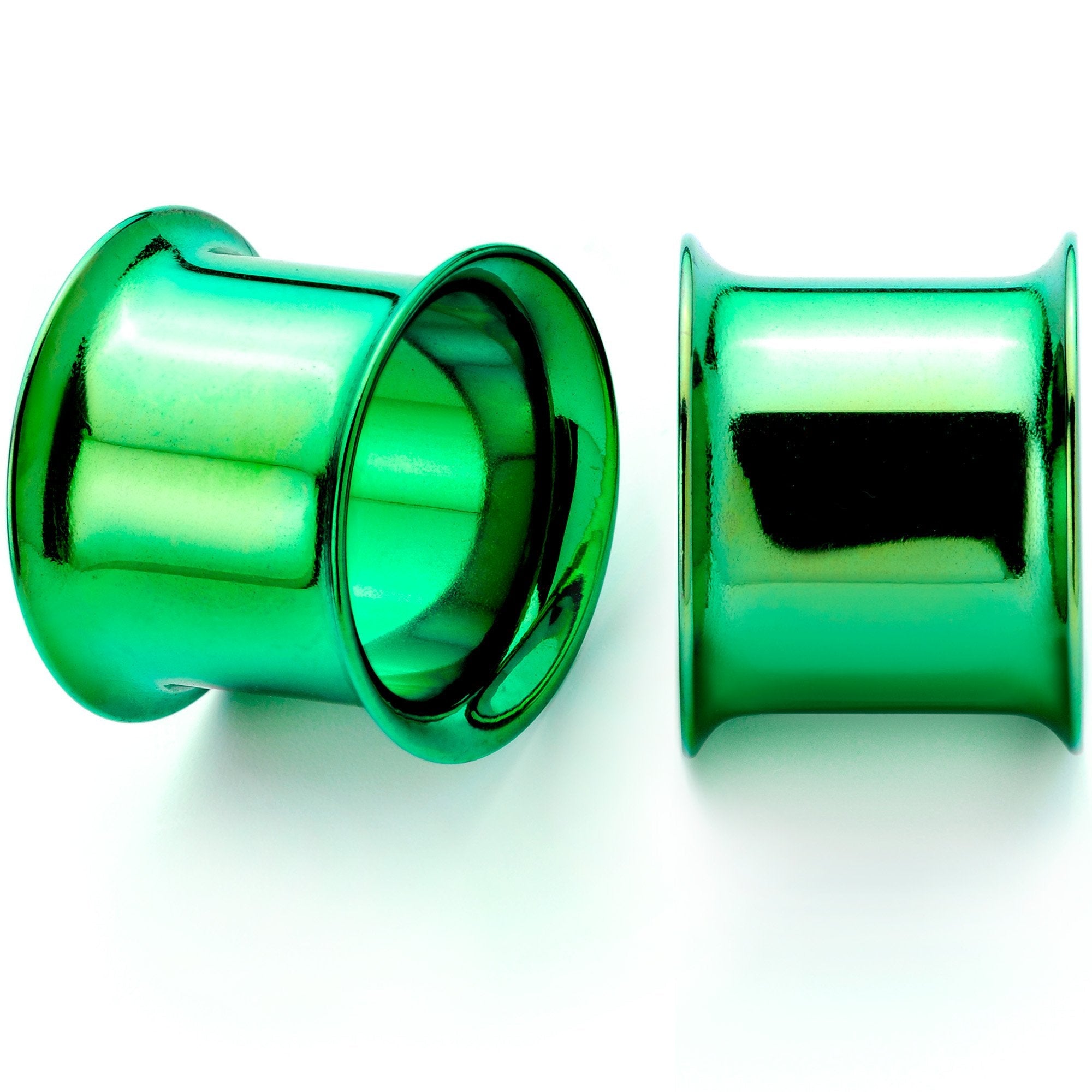 BodyCandy Green Anodized Steel Double Flare Tunnel Plug Set 4mm-16mm — detail and construction