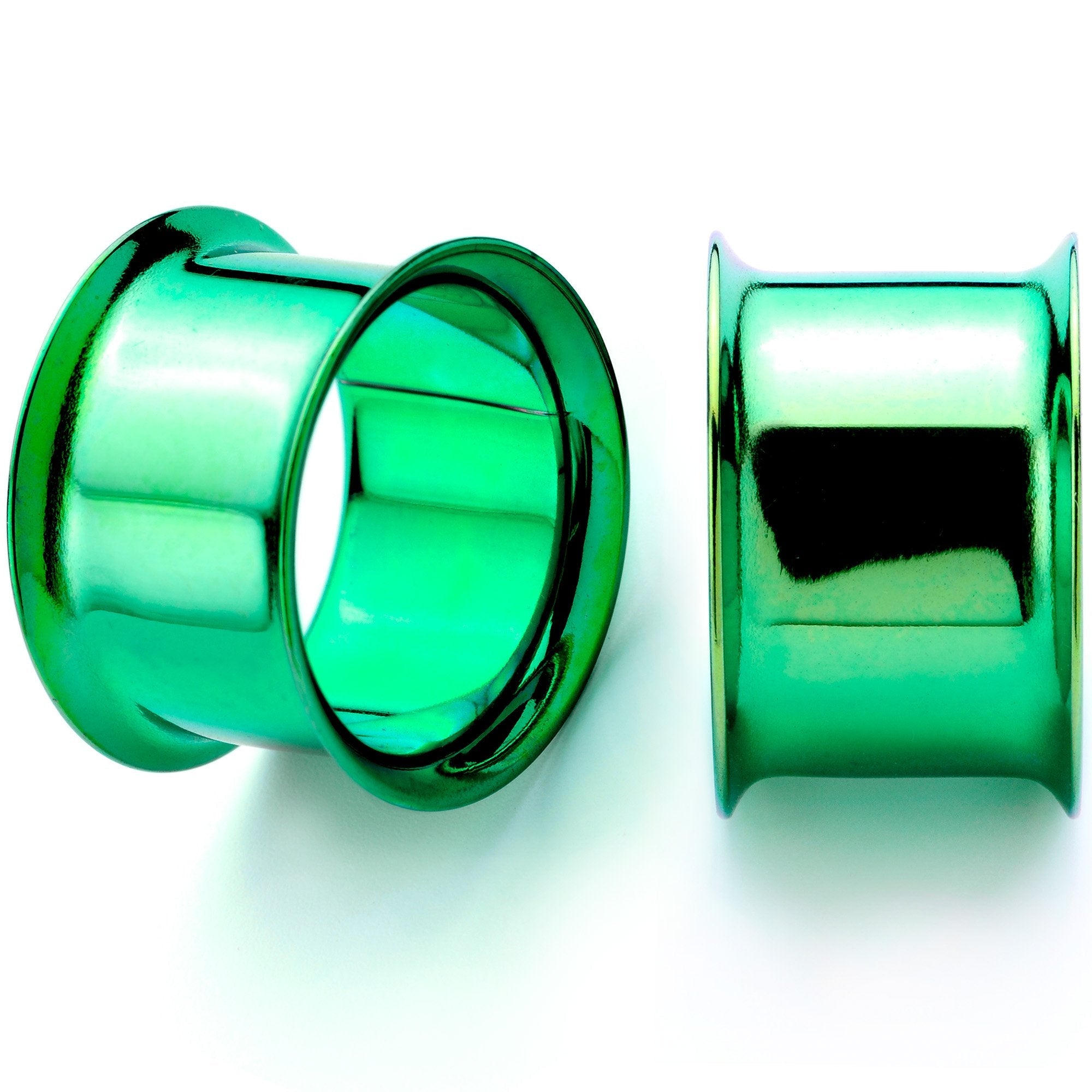 BodyCandy Green Anodized Steel Double Flare Tunnel Plug Set 4mm-16mm — lifestyle context