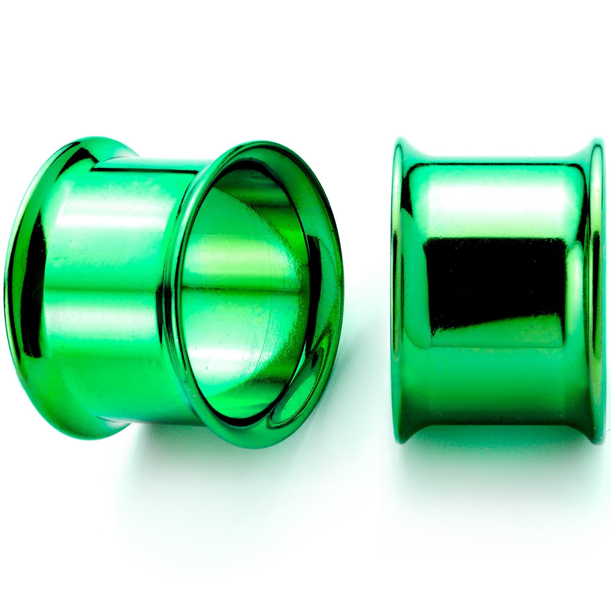 BodyCandy Green Anodized Steel Double Flare Tunnel Plug Set 4mm-16mm — detail and construction