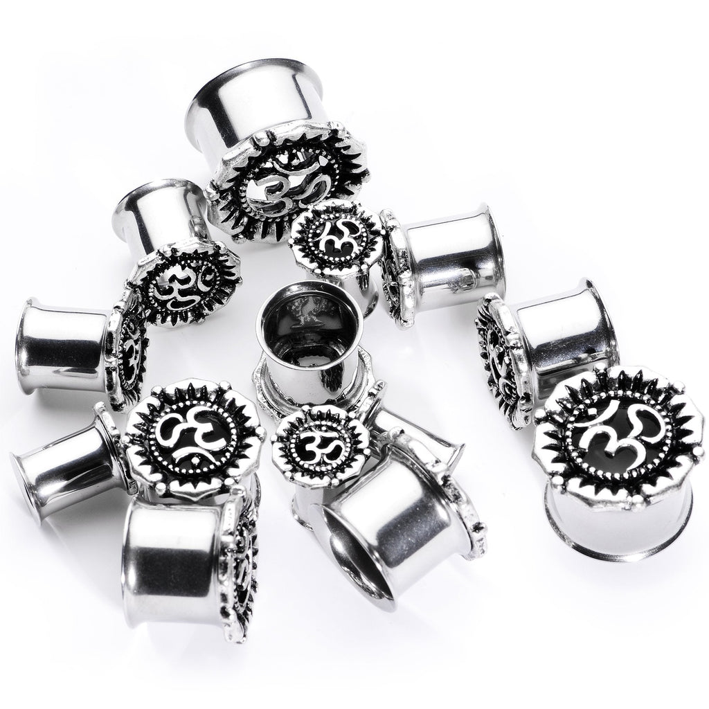 BodyCandy Ohm My Goodness Double Flare Tunnel Plug Set 6mm to 16mm — lifestyle context