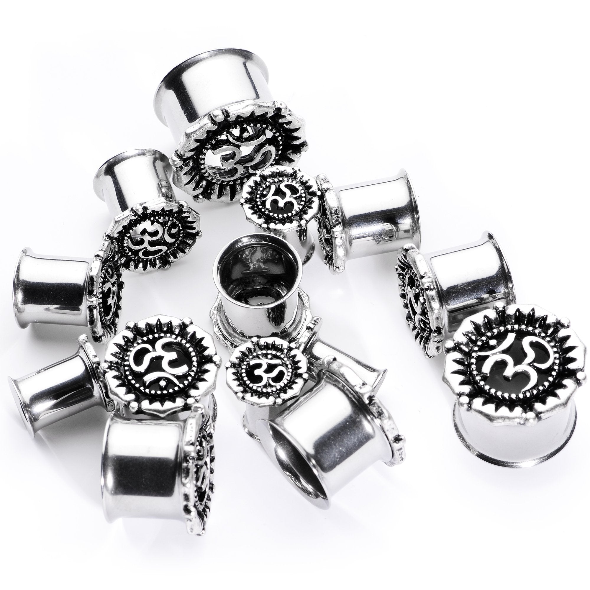 BodyCandy Ohm My Goodness Double Flare Tunnel Plug Set 6mm to 16mm — lifestyle context