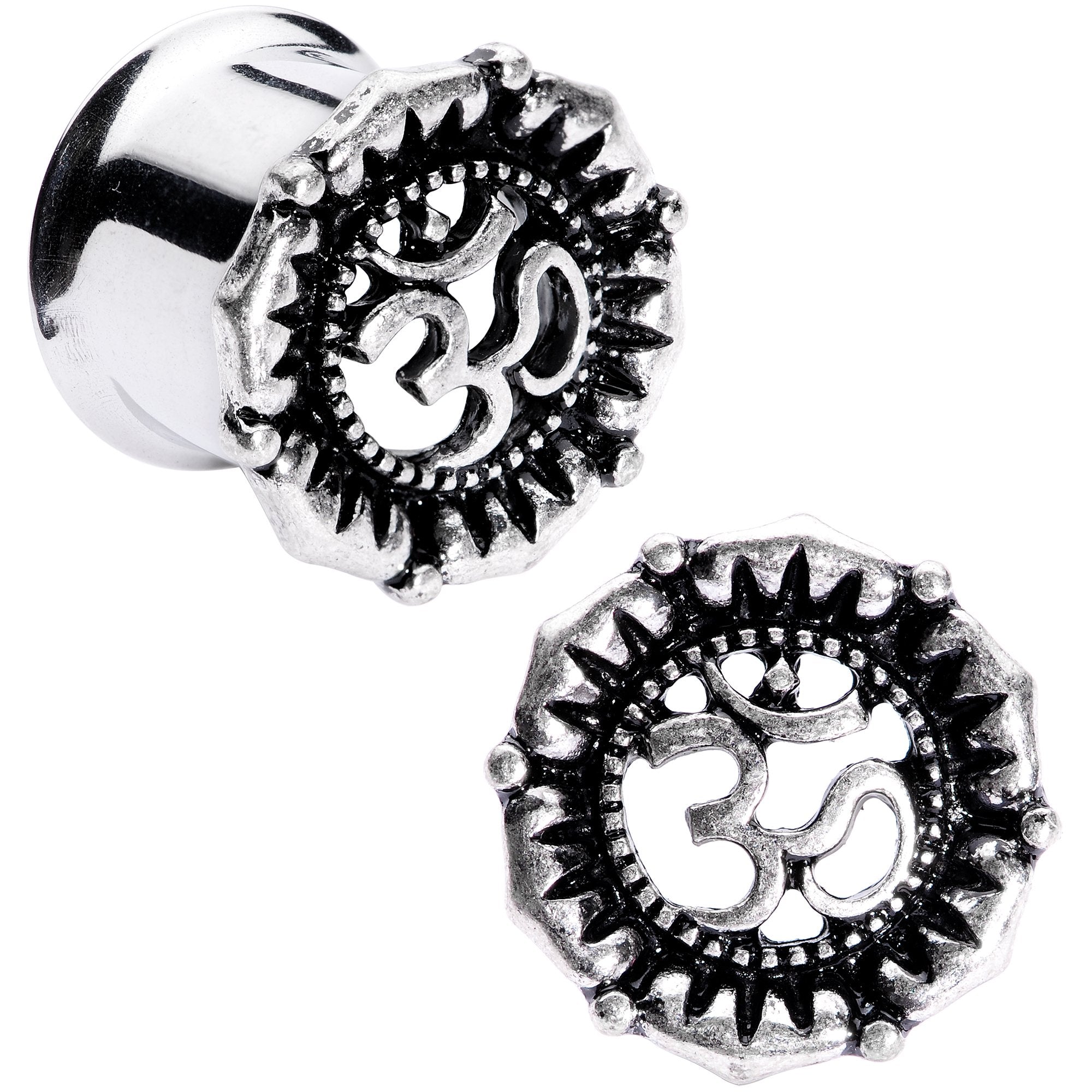 BodyCandy Ohm My Goodness Double Flare Tunnel Plug Set 6mm to 16mm — in-use photo
