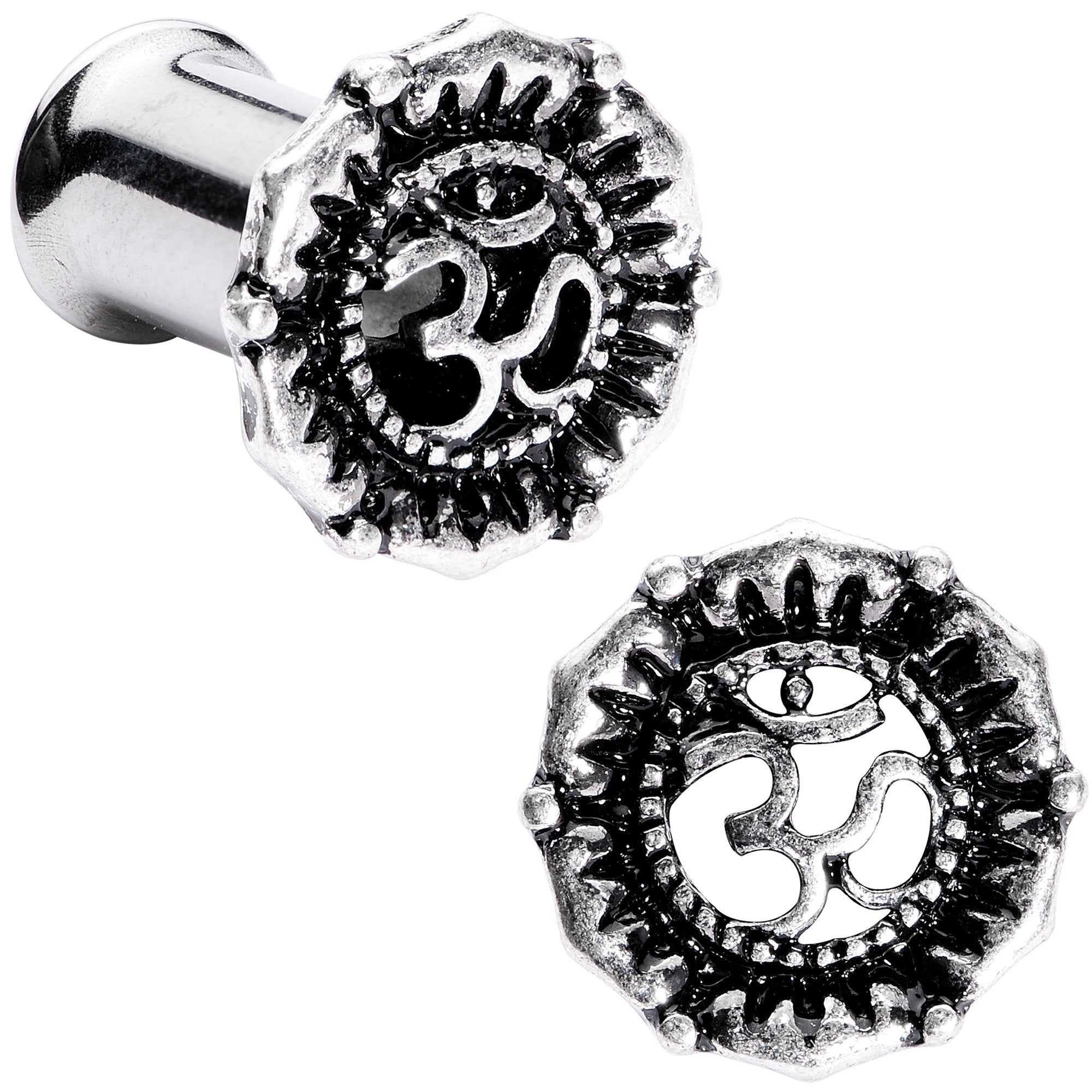 BodyCandy Ohm My Goodness Double Flare Tunnel Plug Set 6mm to 16mm — back view
