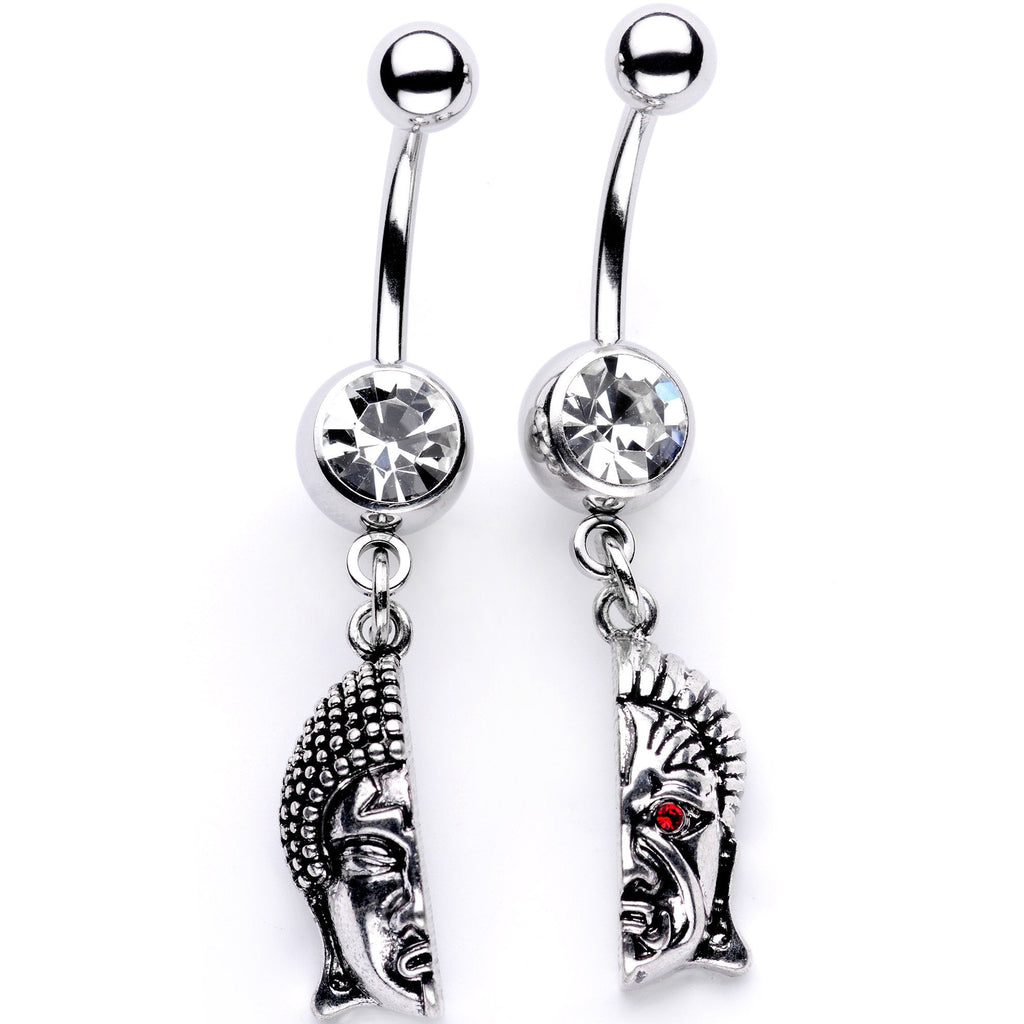 BodyCandy Red CZ Gem Android Buddha BFF Dangle Belly Ring Set of 2 — main product shot