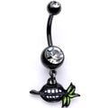 BodyCandy Clear Gem Black Anodized Black Lips of Death Dangle Belly Ring — main product shot