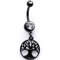 BodyCandy Clear Gem Black Anodized Tree of Life Charm Dangle Belly Ring — main product shot